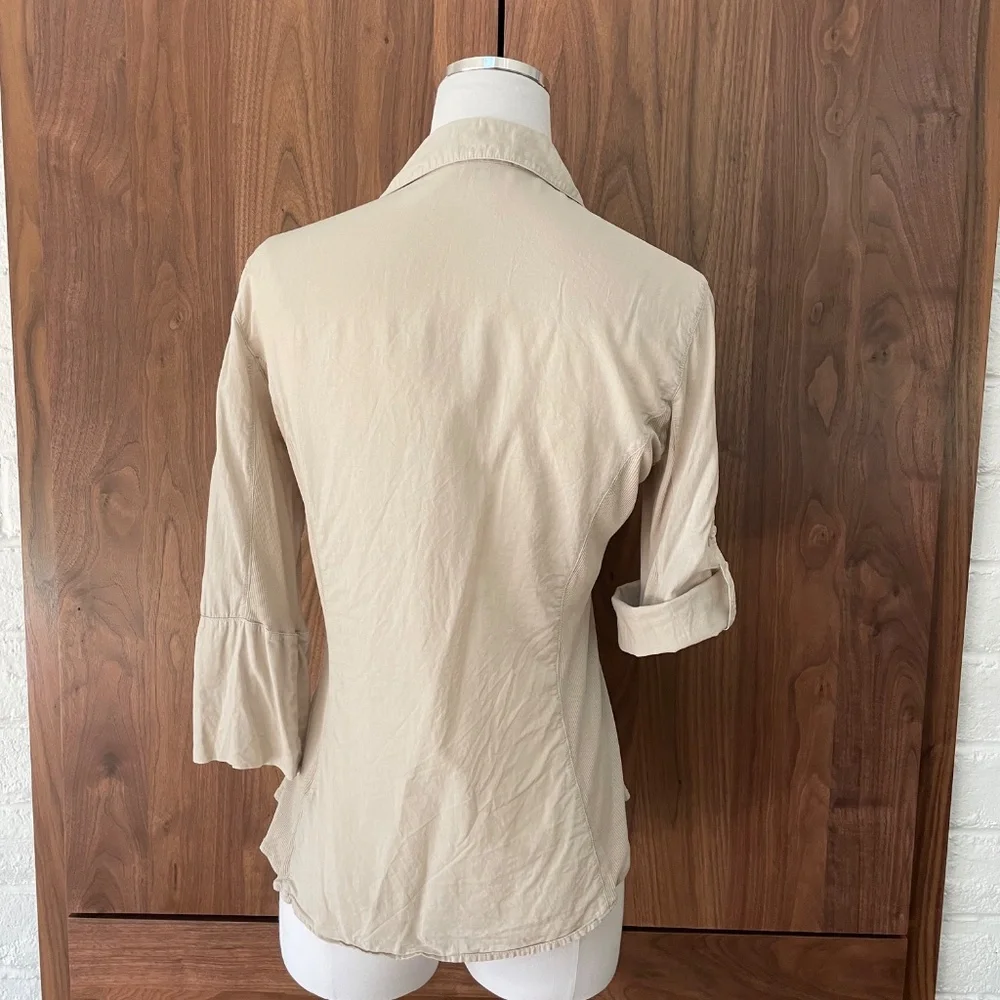 James Perse 3/4 sleeve Button Up Shirt Size 3 - Picture 6 of 7